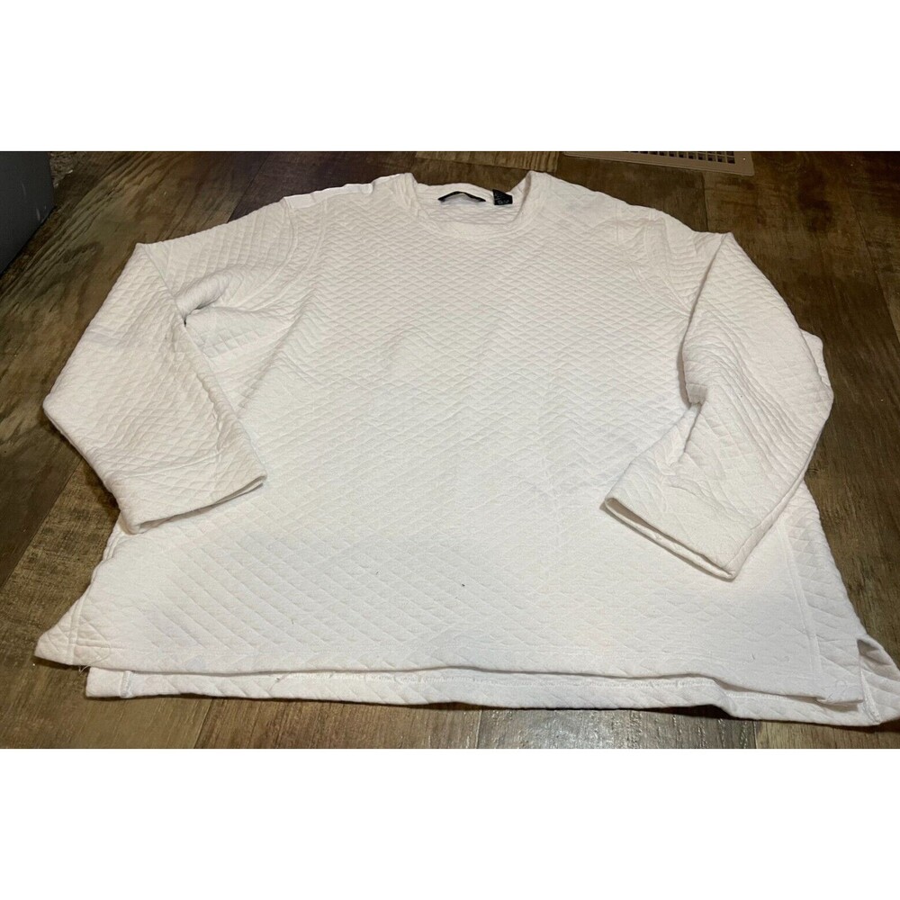 Sean John Sweater Womens 3X White Quilted Long Sleeve Pull Over